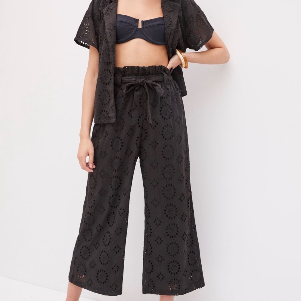 Anthropologie Eva Franco Eyelet Pant Set Sz M